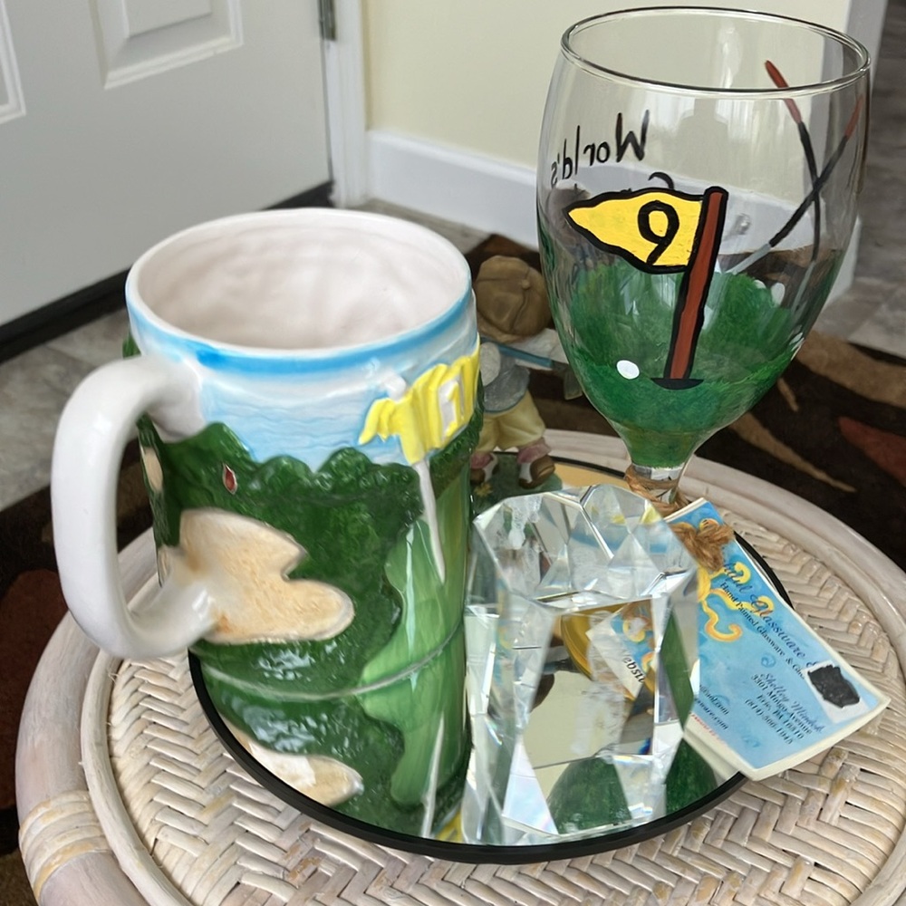 VINTAGE SWANK PUTTER CUP GANZ FIGURINE LASER ETCHED 3 D CUBE HAND PAINTED MUG - Picture 17 of 17